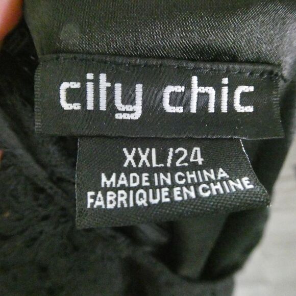 City Chic Elegant Lave Long Sleeve Dress Black Sweetheart Neck Lined Layered 26 - Picture 9 of 9